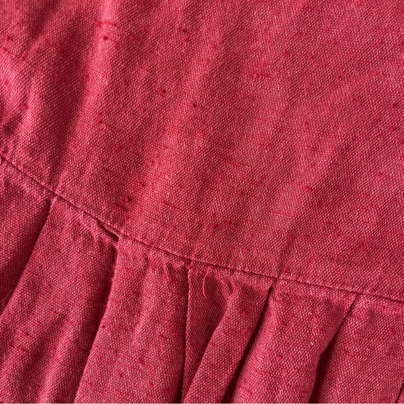 Free People Red Clay Henley crop ruffle deep V half sleeve top shirt medium - Picture 10 of 11